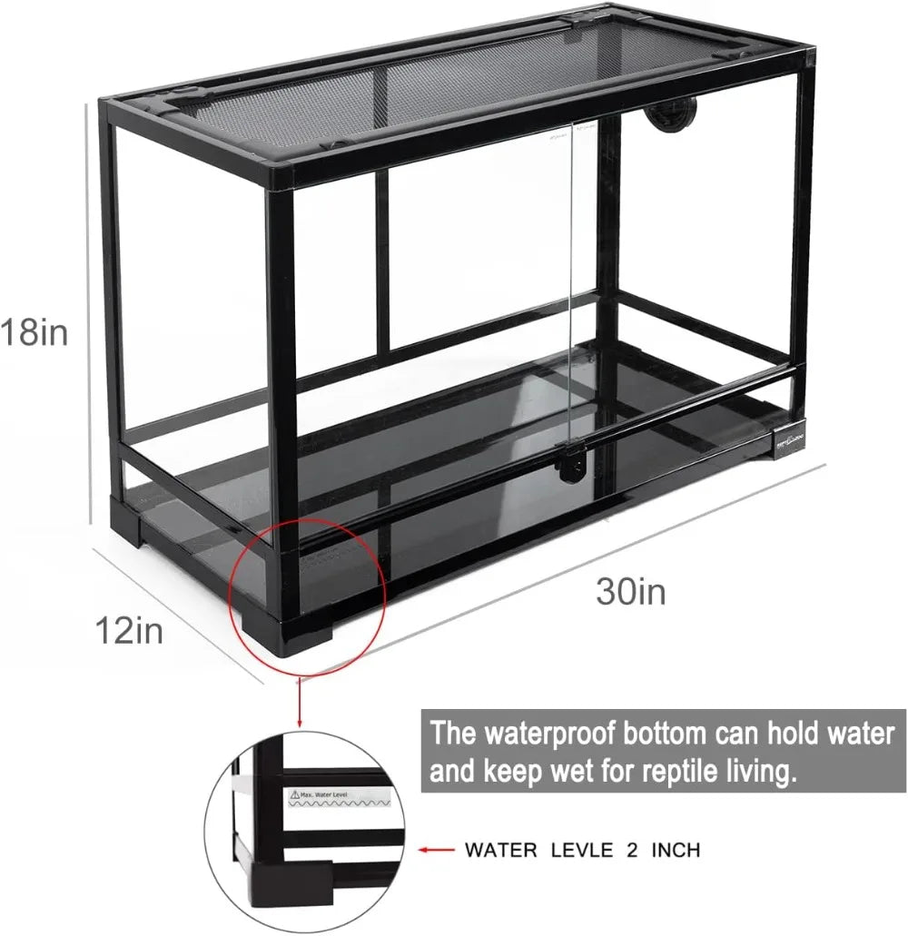 Tempered Glass Reptile Terrarium for Reptile Pets