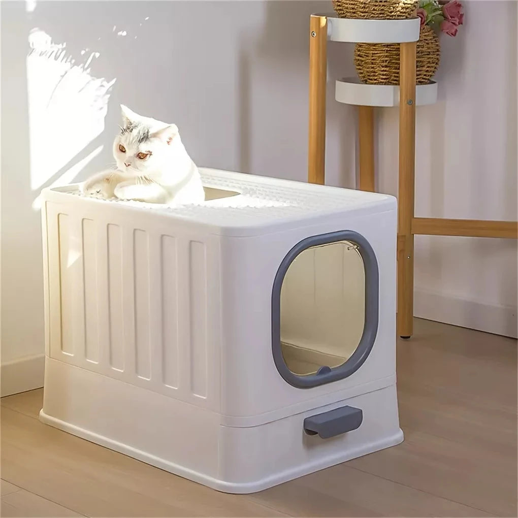 Leak-proof Enclosed Cat Litter Box Pull Drawer Training Toilet with Scooper