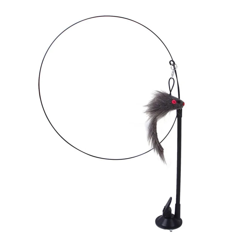 Interactive Cat Toy Simulation Feather Bird with Suction Cup