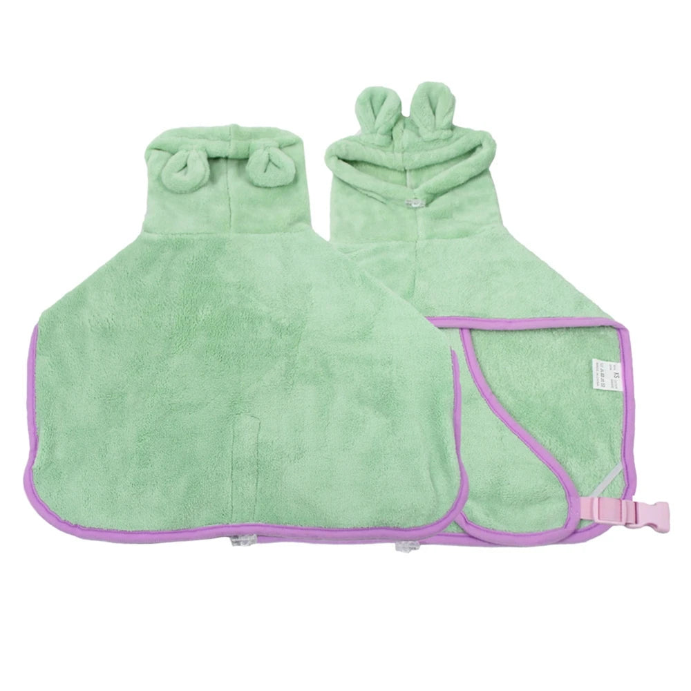 Dog Bathrobe Pet Drying Coat Microfiber Absorbent Hooded