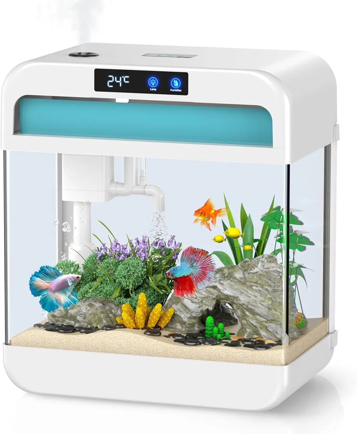Fish Tank Aquarium 2.2 Gallon with Adjustable 3 Color Lighting