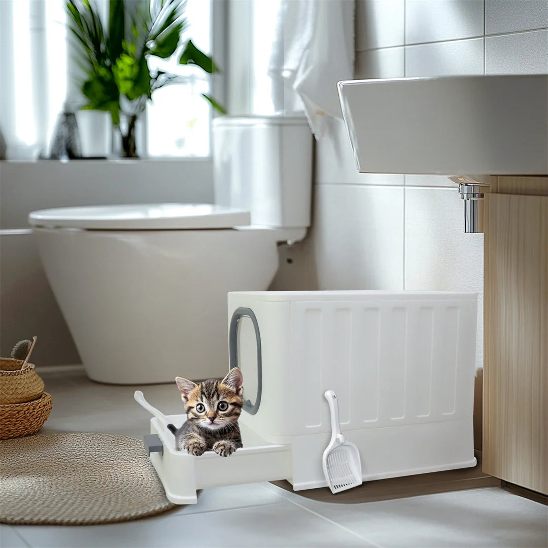 BingoPaw Cat Litter Tray Box: Foldable Top Entry Extra Large Cats Toilet