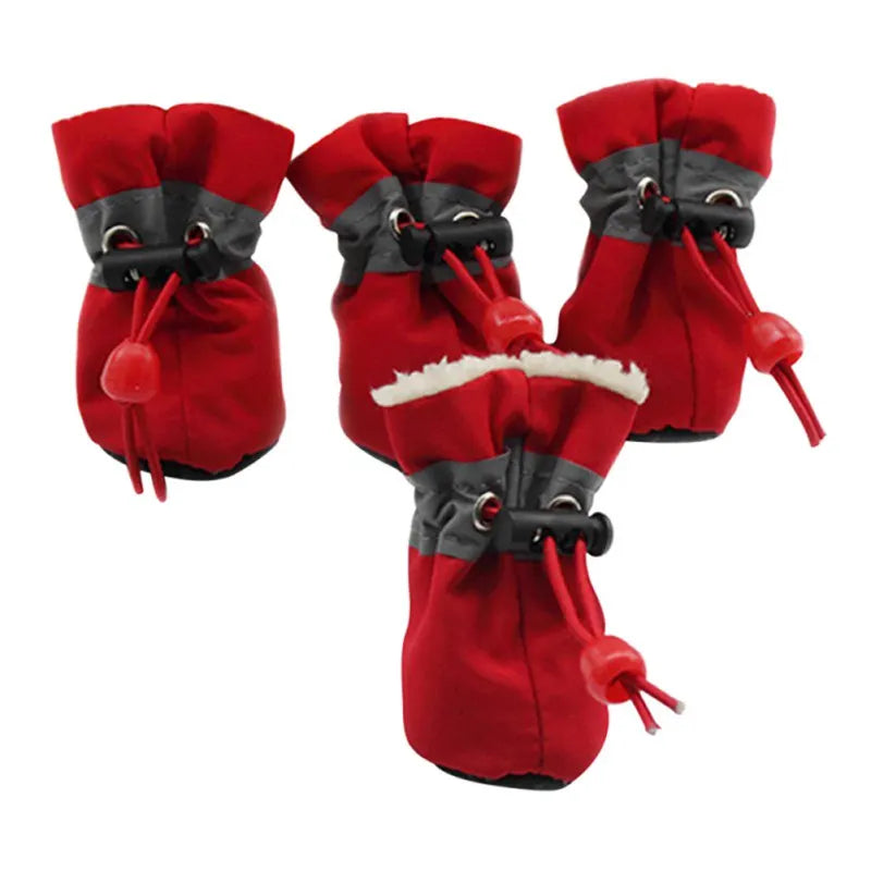 Winter Warm Pet Dog Shoes 4pcs/set Waterproof Antiskid Shoes