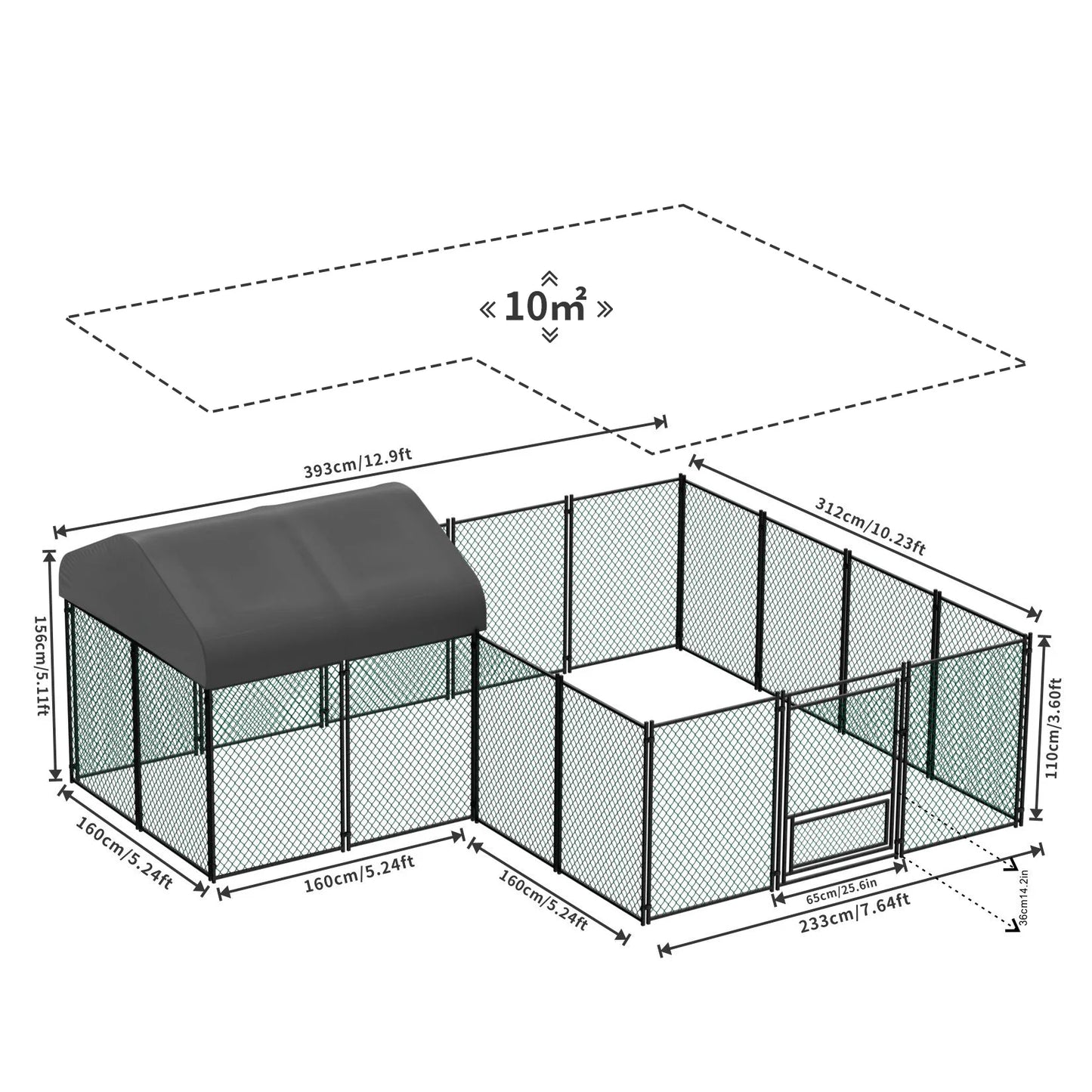 Chicken Coop 12.9x10.2x5.1ft Run Pen for Yard
