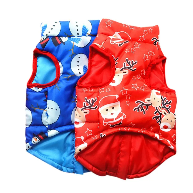 Christmas Pet Cotton Wadded Jacket Snowman Coat with Harness Hook