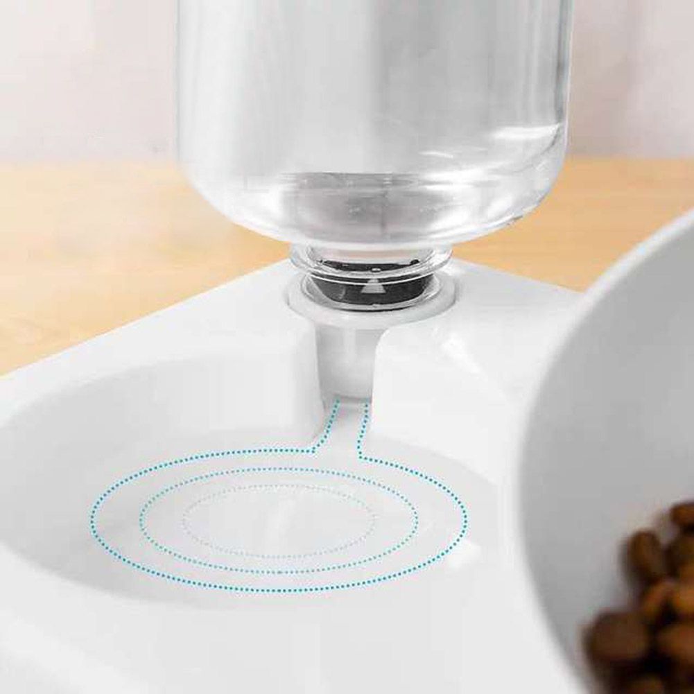 Cat Food Bowl Feeder Automatic Pet Food Container with Water Dispenser