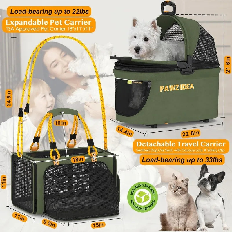 PAWZIDEA Double Pet Stroller for 2 Small or Medium pet