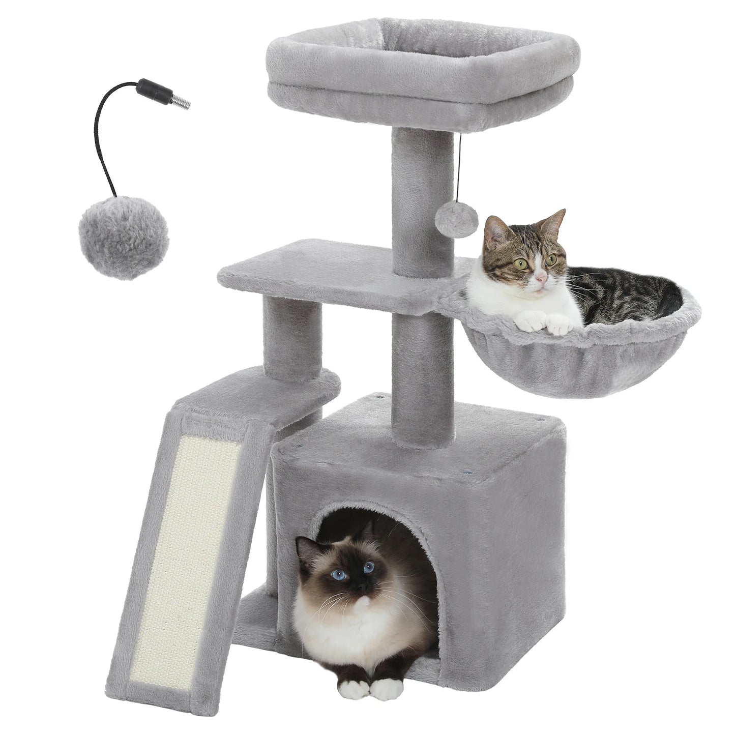 Small Cat Tower for Indoor Tree with Large Hammock
