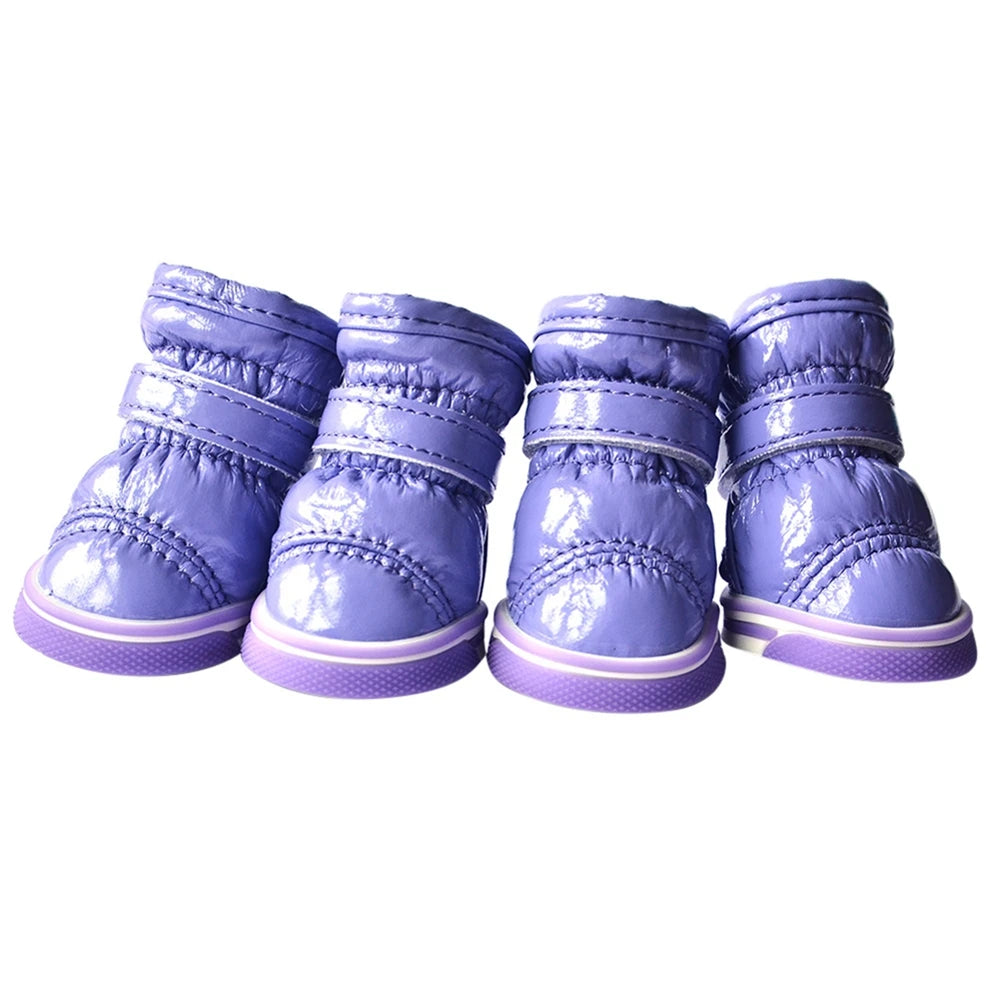 4 Pcs/Set Winter Pet Shoes For Small Dogs Warm Fleece