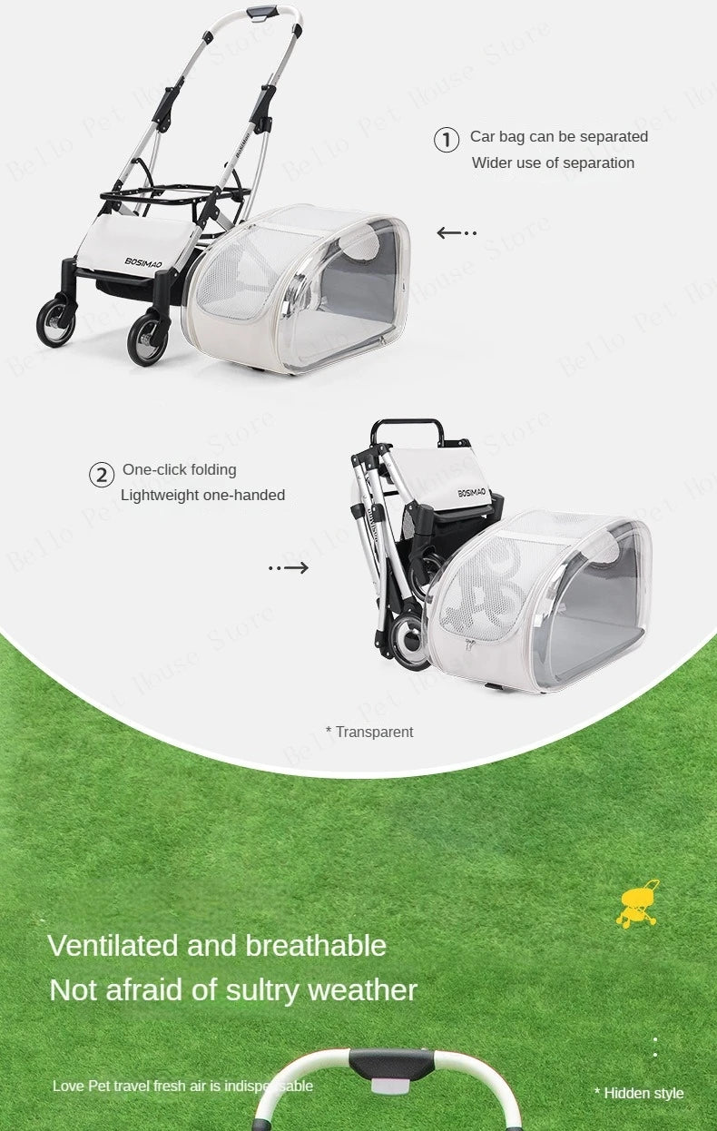 Pet Dog Stroller Detachable Pet Car Bag Transparent
