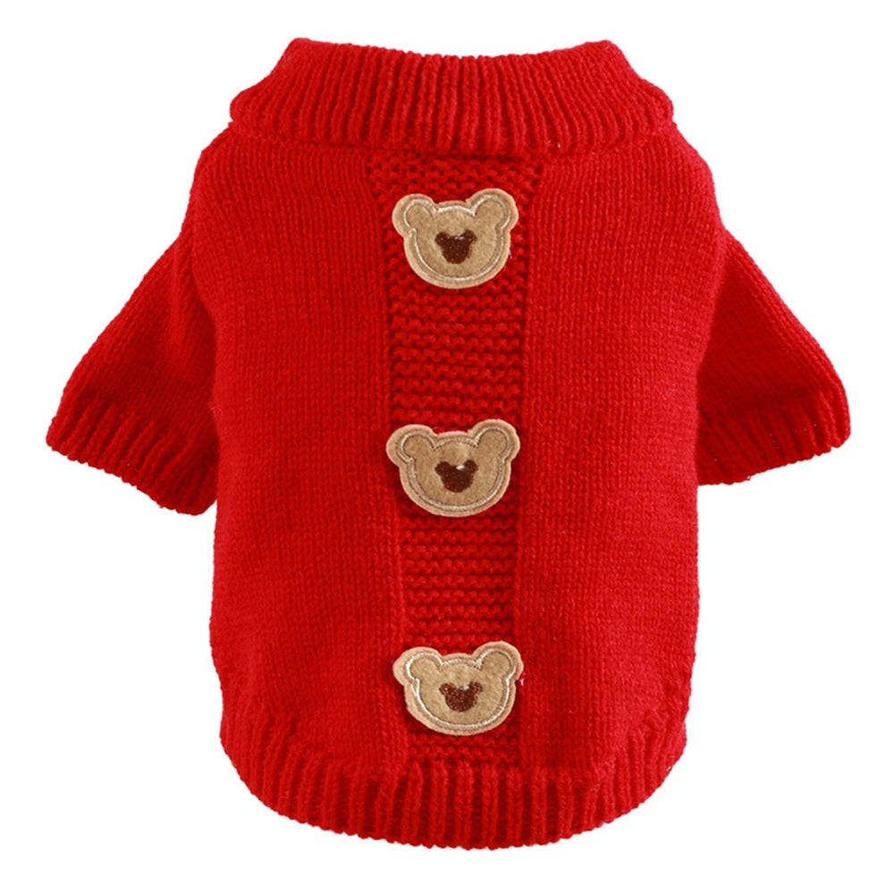 Christmas Dog Sweater Warm Knitted Bowtie Sweater