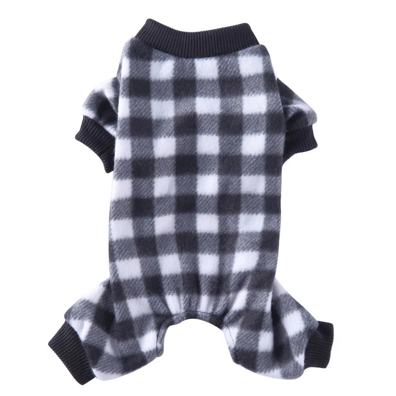 Pet Christmas Pajamas Red Black Buffalo Plaid Jumpsuit Dog Clothes