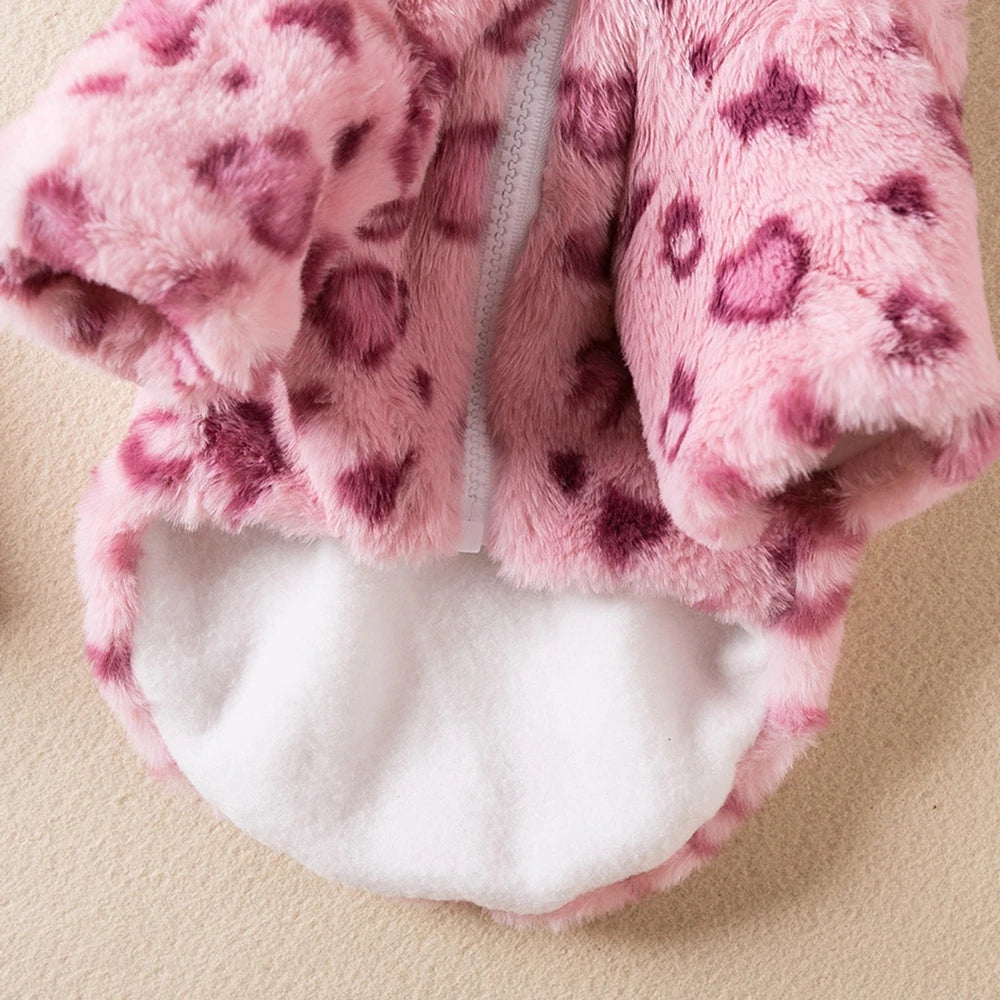 Leopard Print Dog Coat Winter Warm Clothes