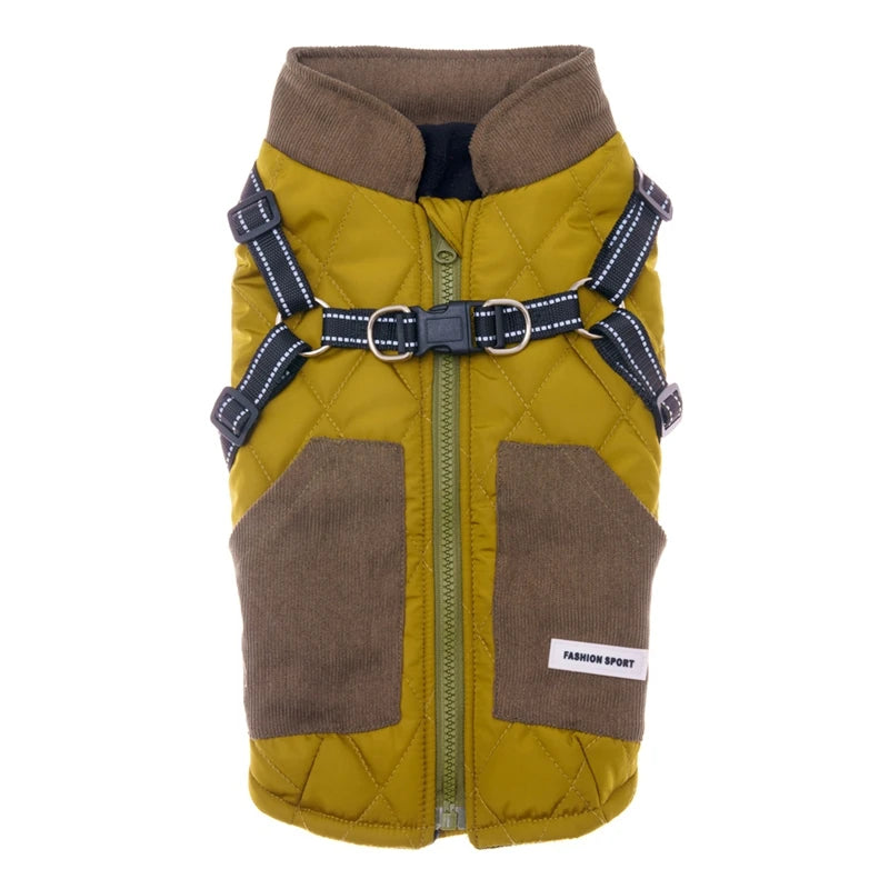 Winter Dog Windproof Coat With Harness