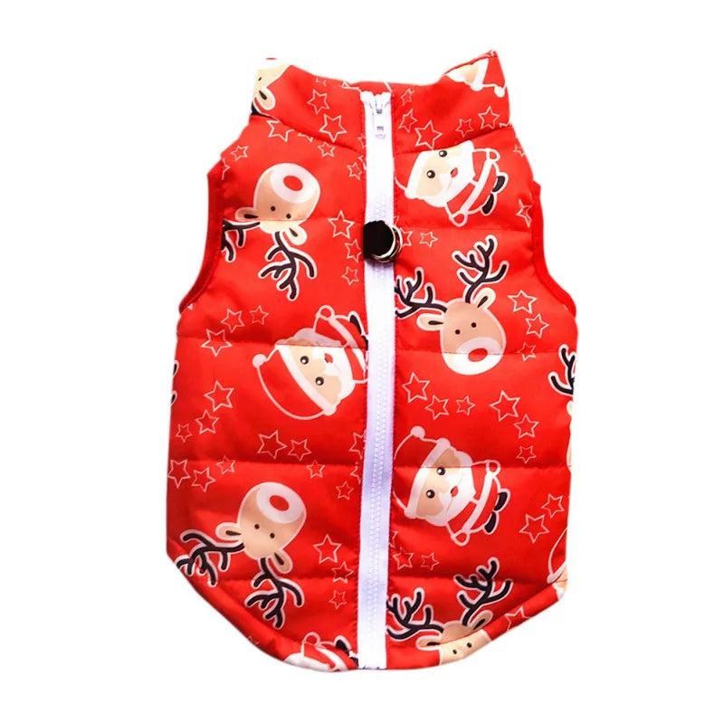 Christmas Pet Cotton Wadded Jacket Snowman Coat with Harness Hook