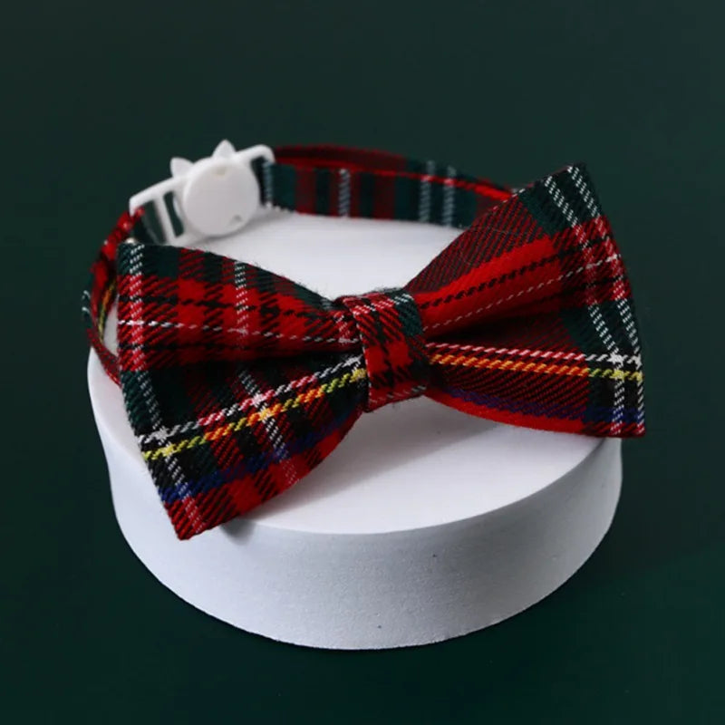 Christmas Dog Or Cat Collar Big Bowknot Holiday Tie Adjustable Neck Strap