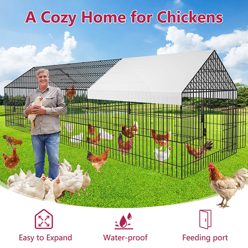 Chicken Coop Large Metal Chicken Pen Outdoor Fence