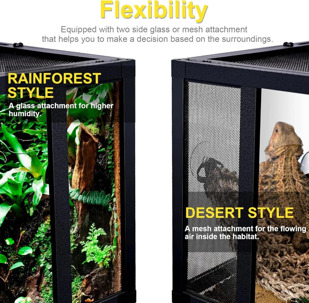 43 Gallon Professional Glass Terrarium 24"x18"x24" Durable Reptile Habitat