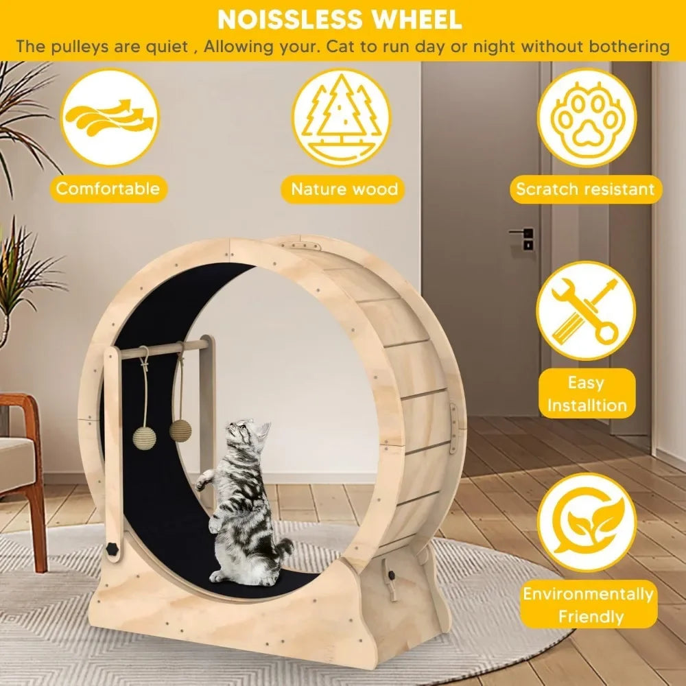 Cat Running Wheel Treadmill With Carpeted Runway