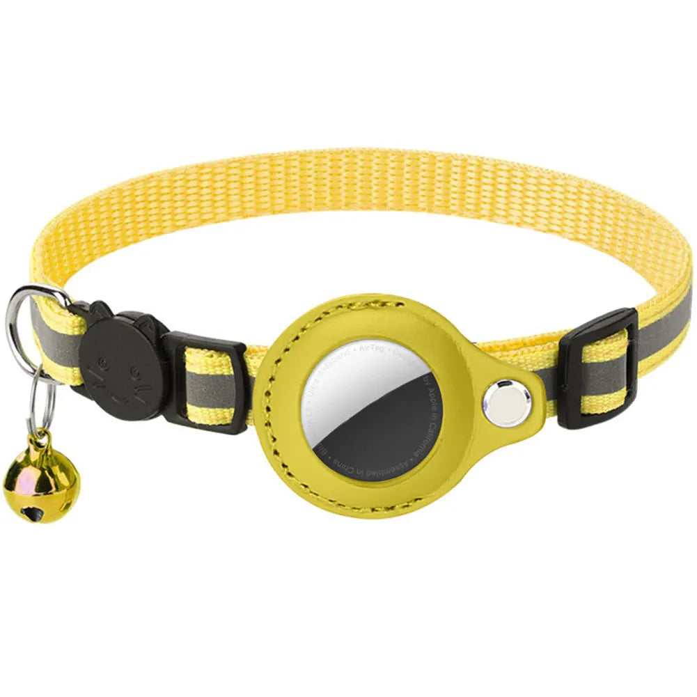 For Apple AirTag Pet Collar with Bell Safety Buckle GPS Tracker Holder
