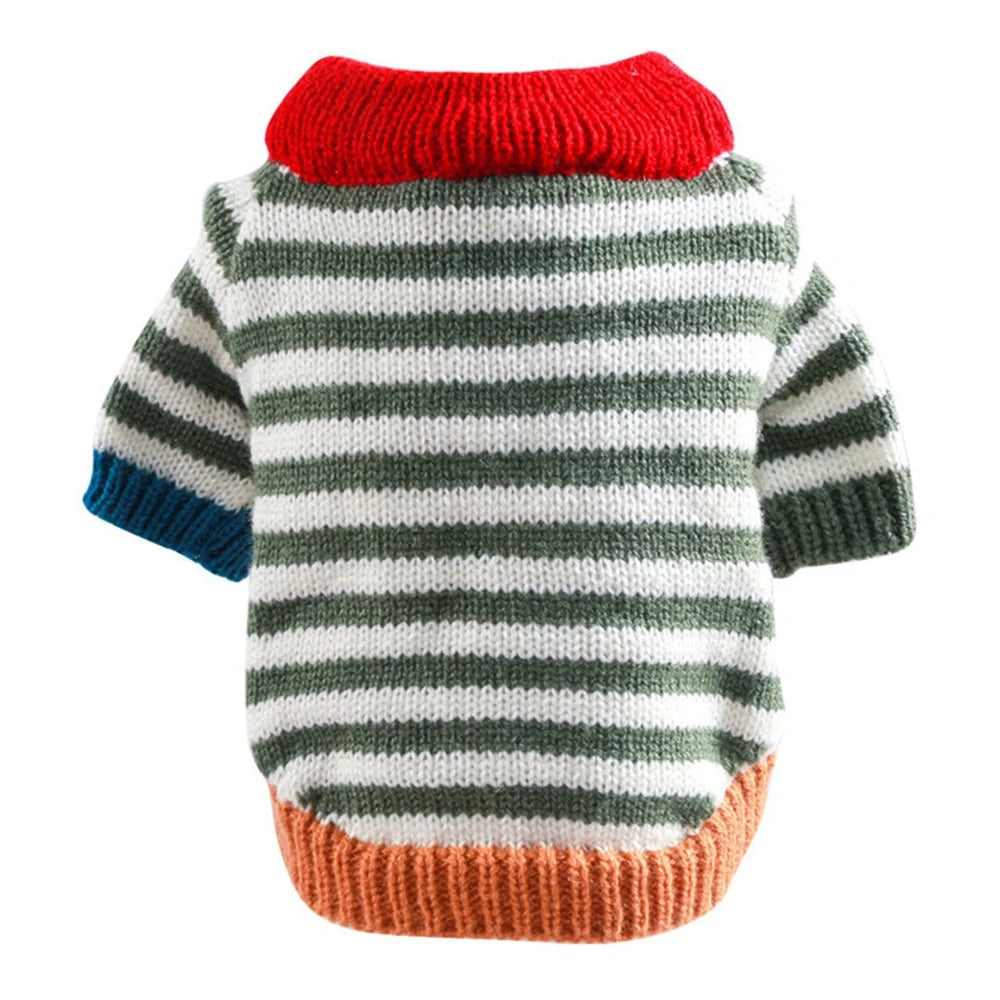 Christmas Dog Sweater Warm Knitted Bowtie Sweater
