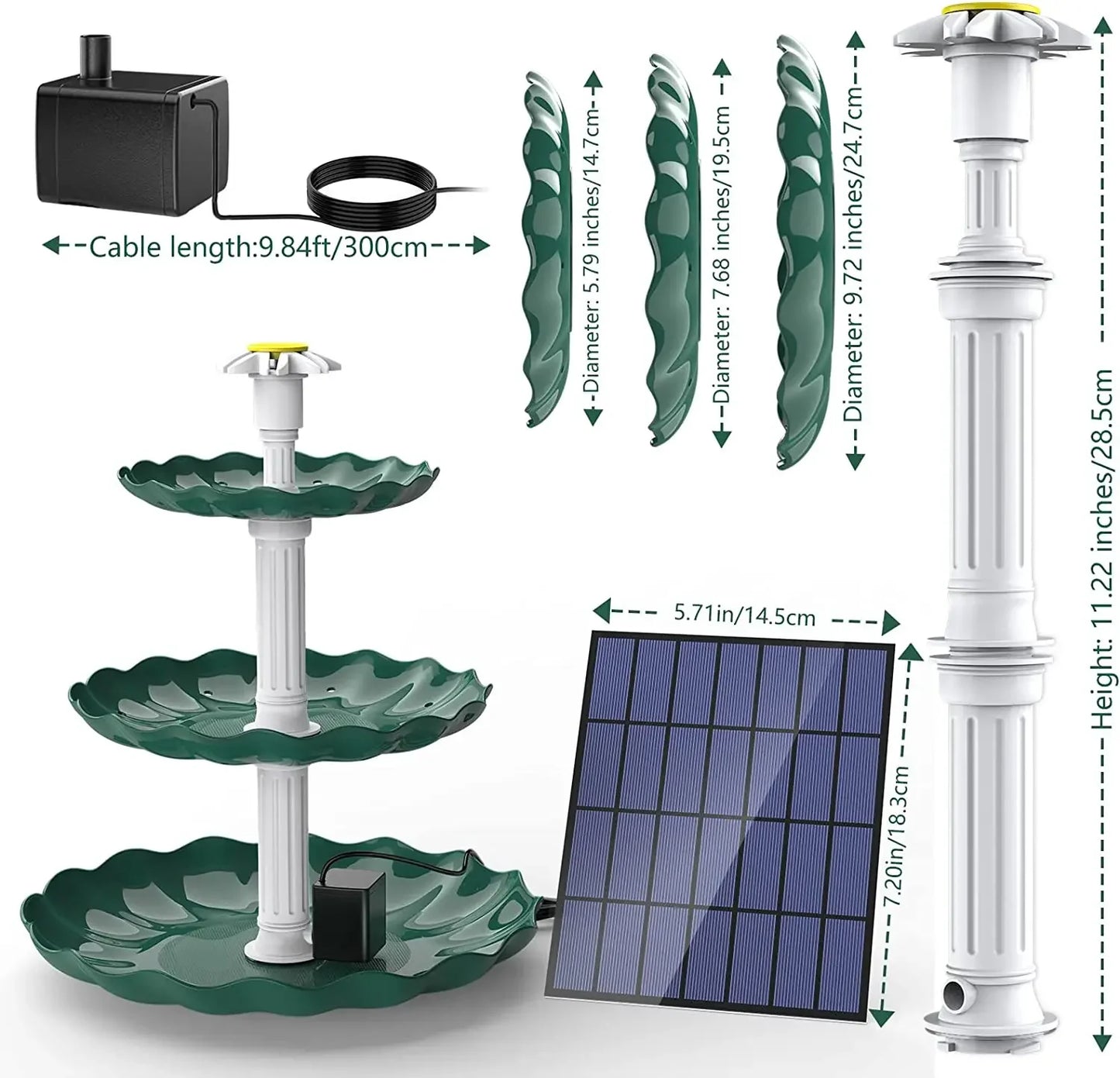 Solar Bird Bath Water Fountain Garden Decoration