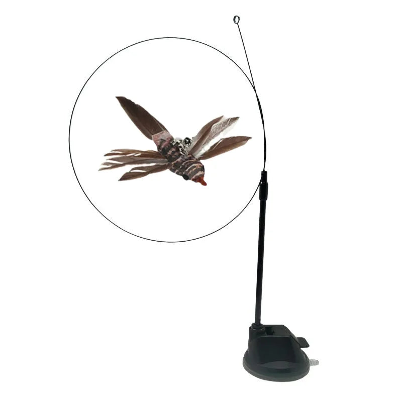 Interactive Cat Toy Simulation Feather Bird with Suction Cup