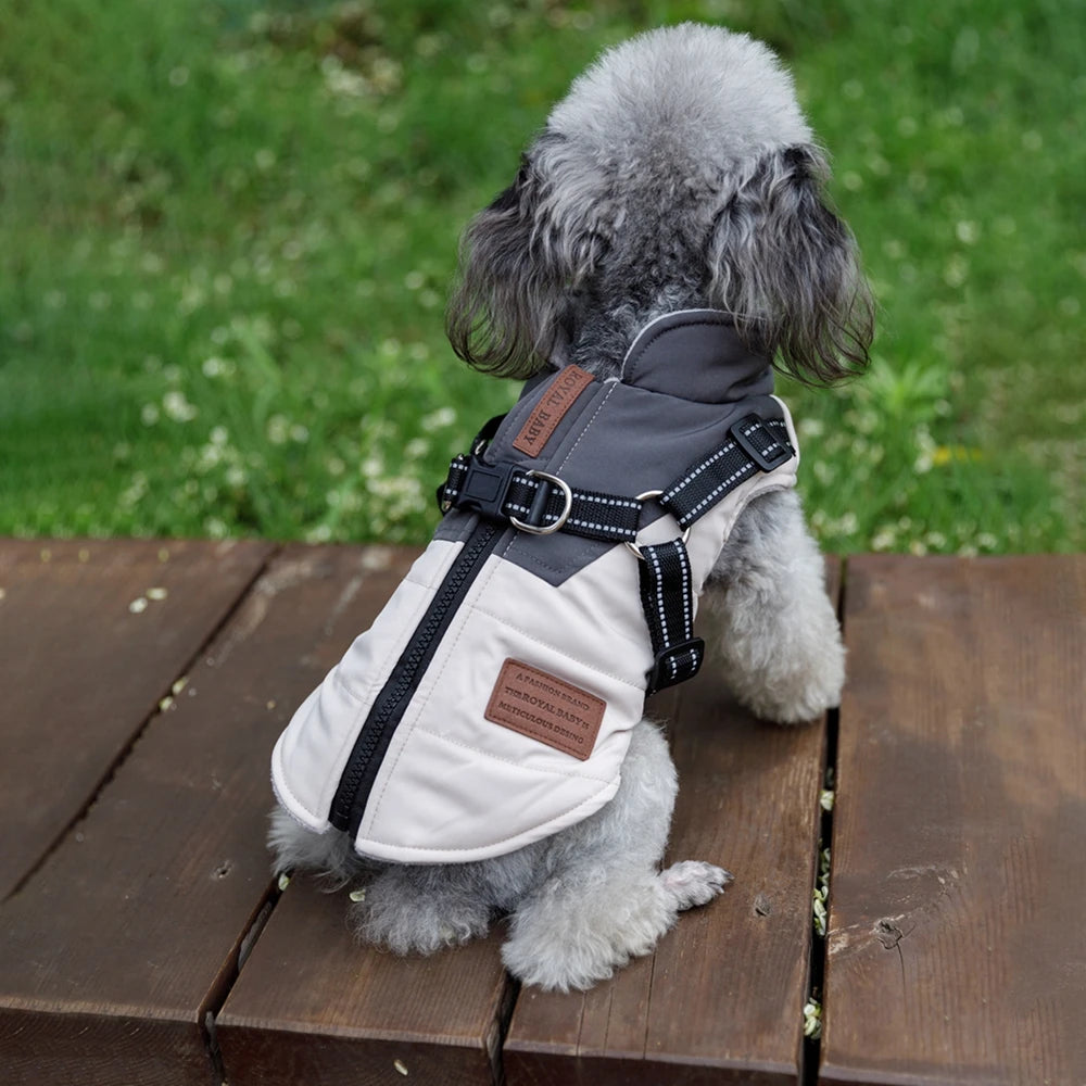 Waterproof Pet Dog Jacket With Harness Winter Warm