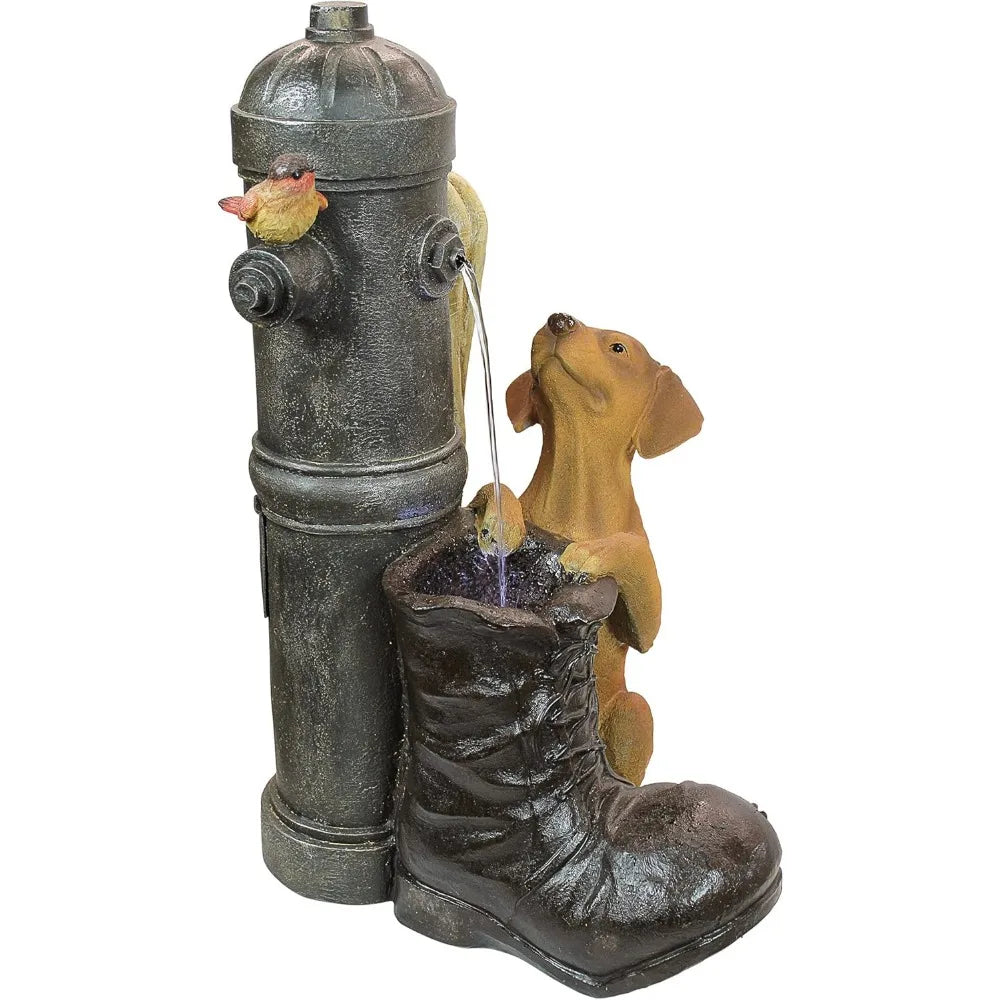 Fire Hydrant Pooch Sculptural Fountain gardening
