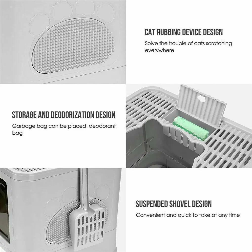 Foldable Cat Litter Box Front Entry & Top Exit Boxes