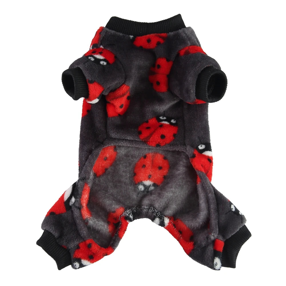 Warm Dog Pajamas Clothes Ladybug Penguin Pattern Clothes