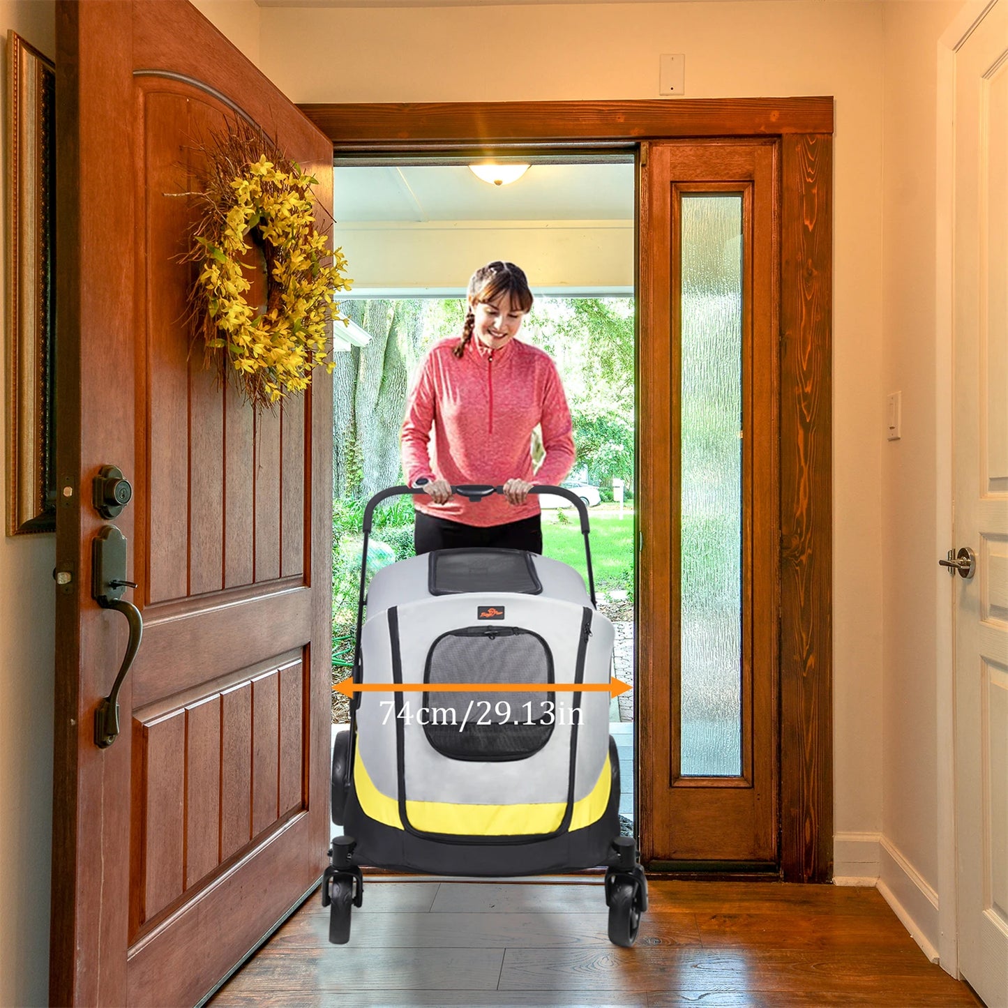One-Click Folding Pet Stroller for Large Dogs