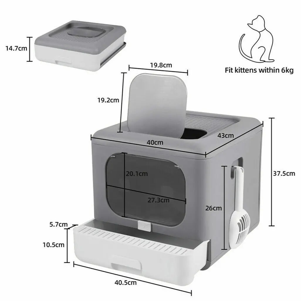 Cat Litter Box with Scoop and Tray Enclosed