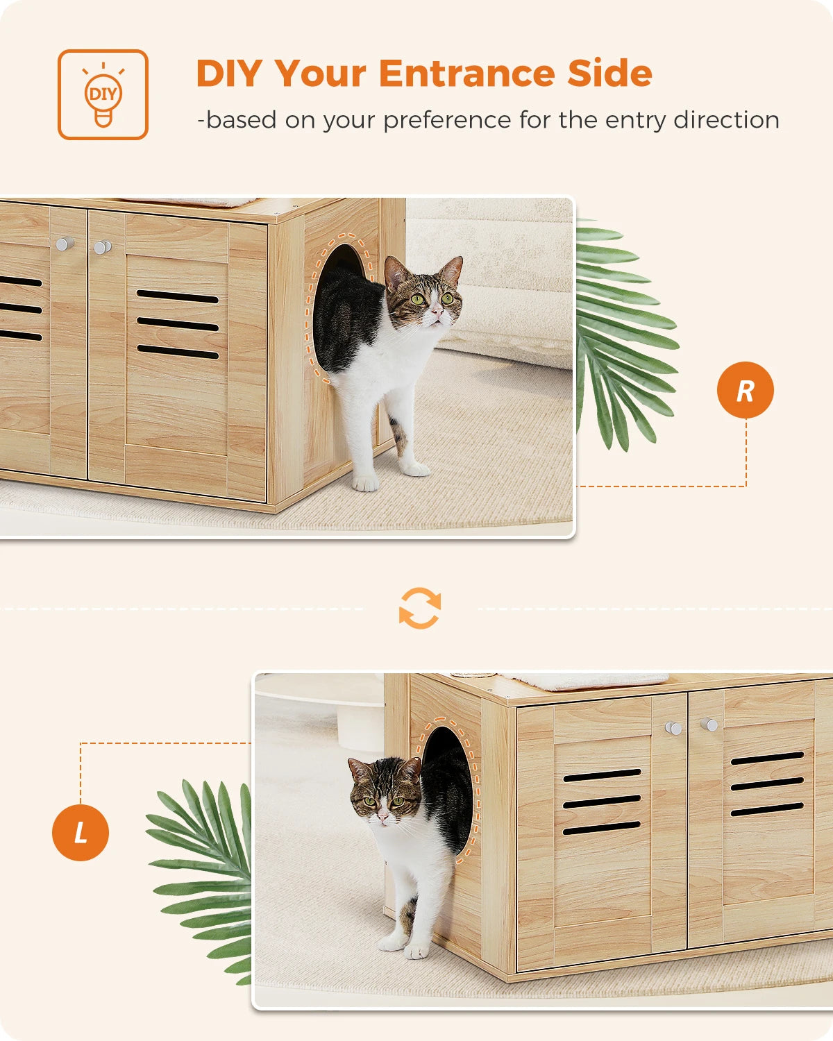Multi-Level Cat Tower with Foldable Cat Litter hind away