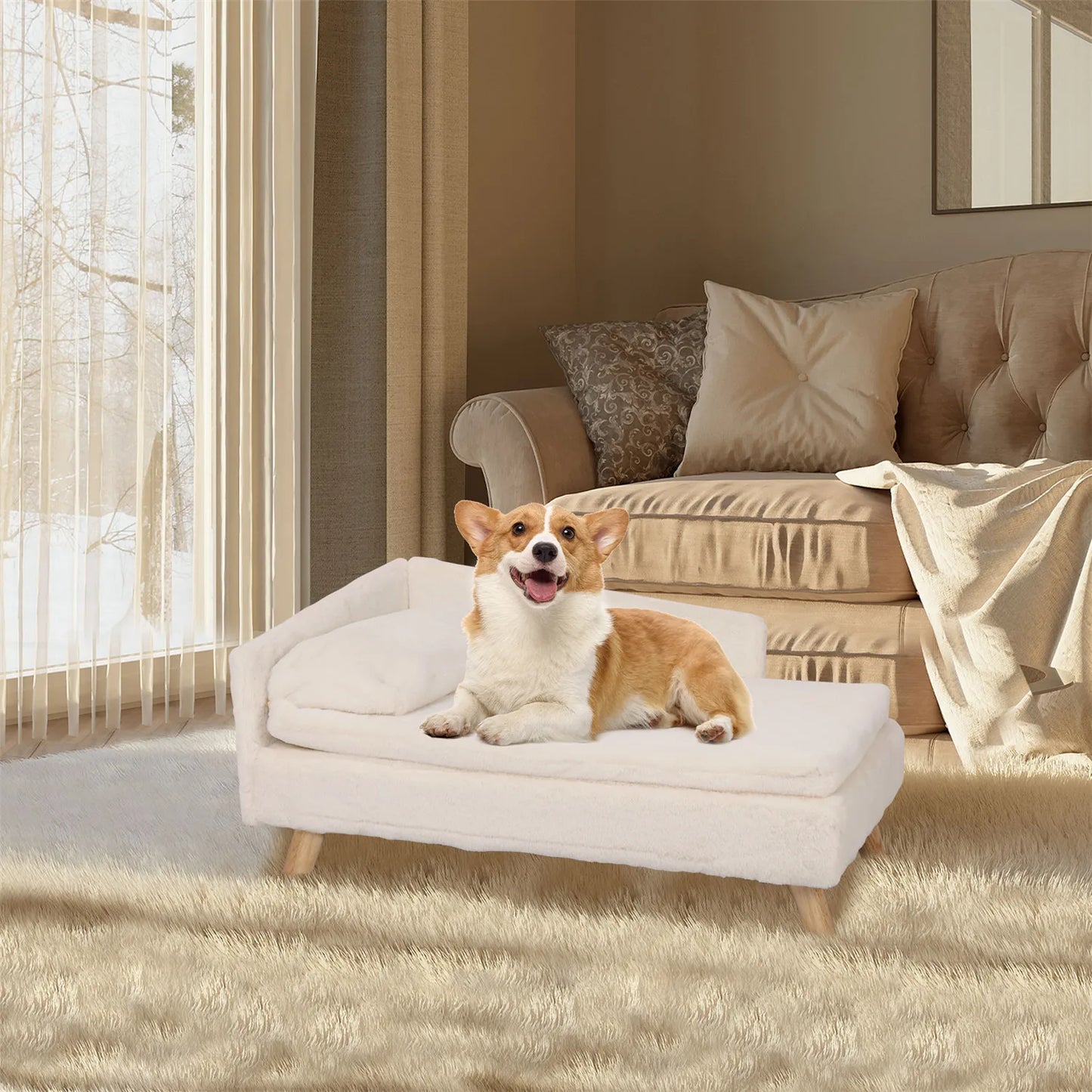 Elevated Pet Bed,Nordic Stool Bed with Cozy Pad Waterproof