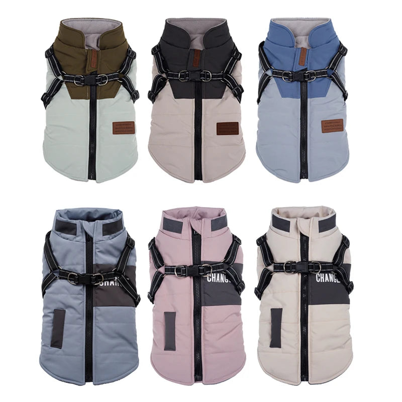 Pet Jacket With Harness Winter Dog Clothes