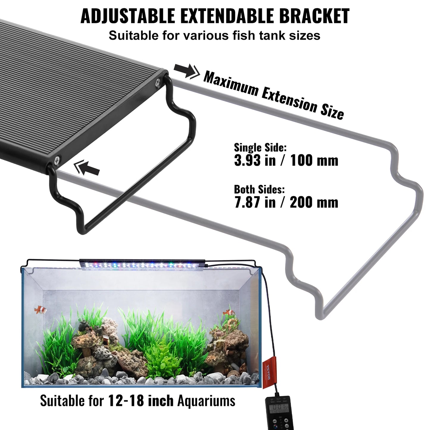 VEVOR Aquarium Light with LCD Monitor Fish Tank