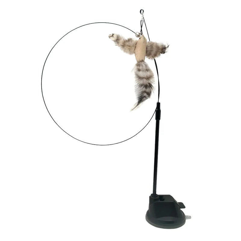 Interactive Cat Toy Simulation Feather Bird with Suction Cup