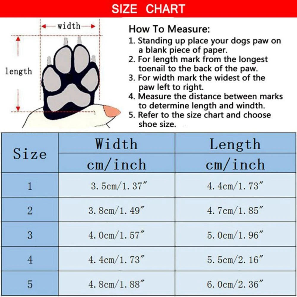 4 Pcs/Set Warm Dog Snow Boots Waterproof Anti-Slip Shoes