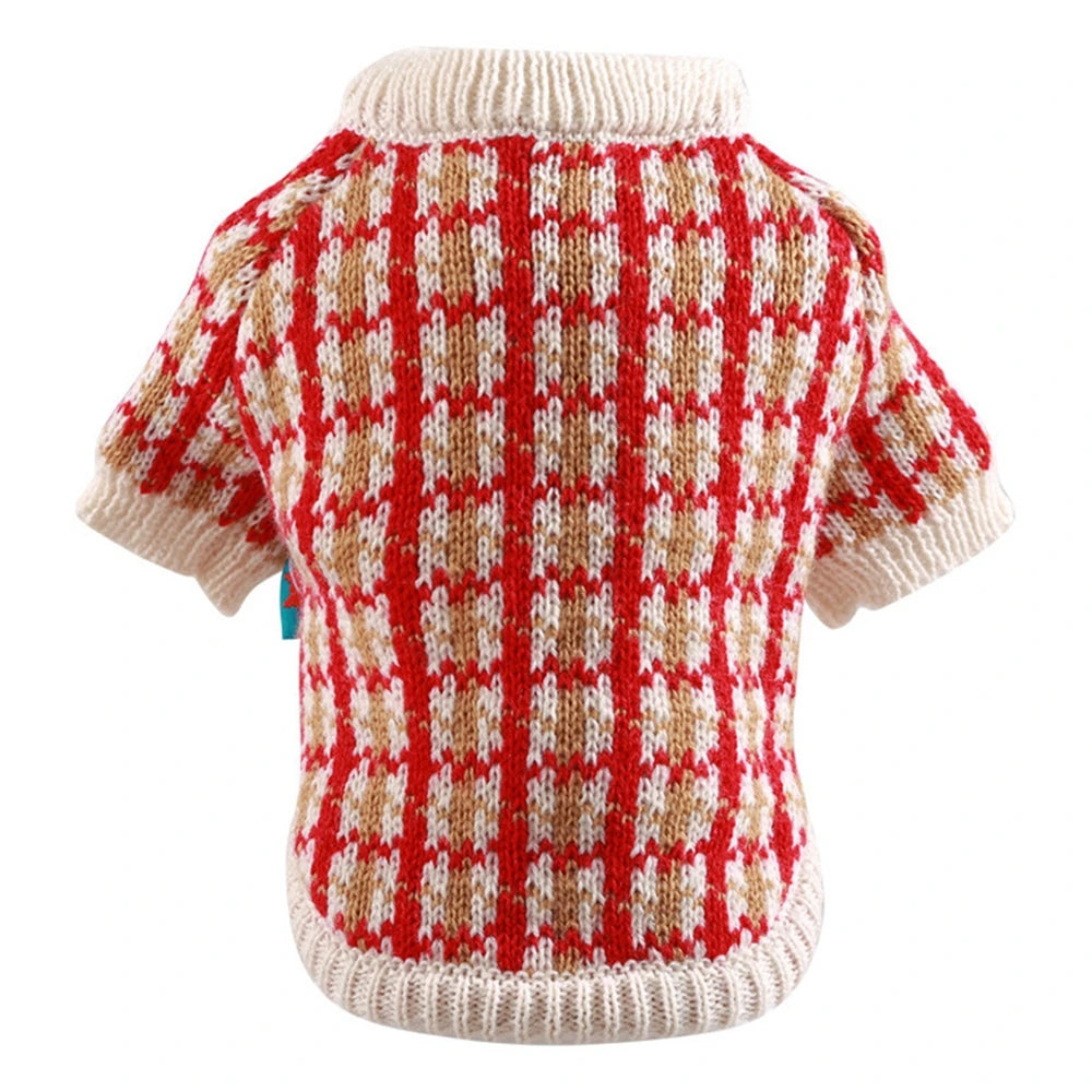 Christmas Dog Sweater Warm Knitted Bowtie Sweater
