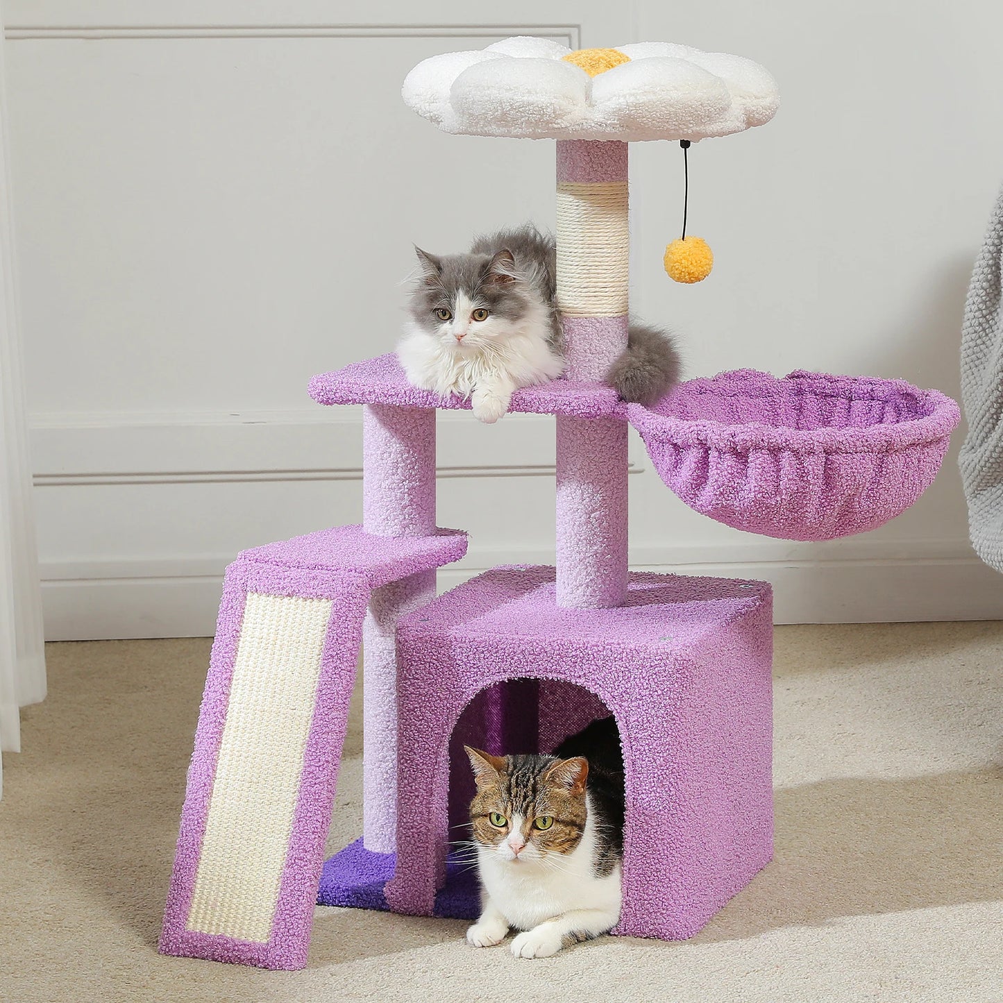Small Cat Tower for Indoor Tree with Large Hammock