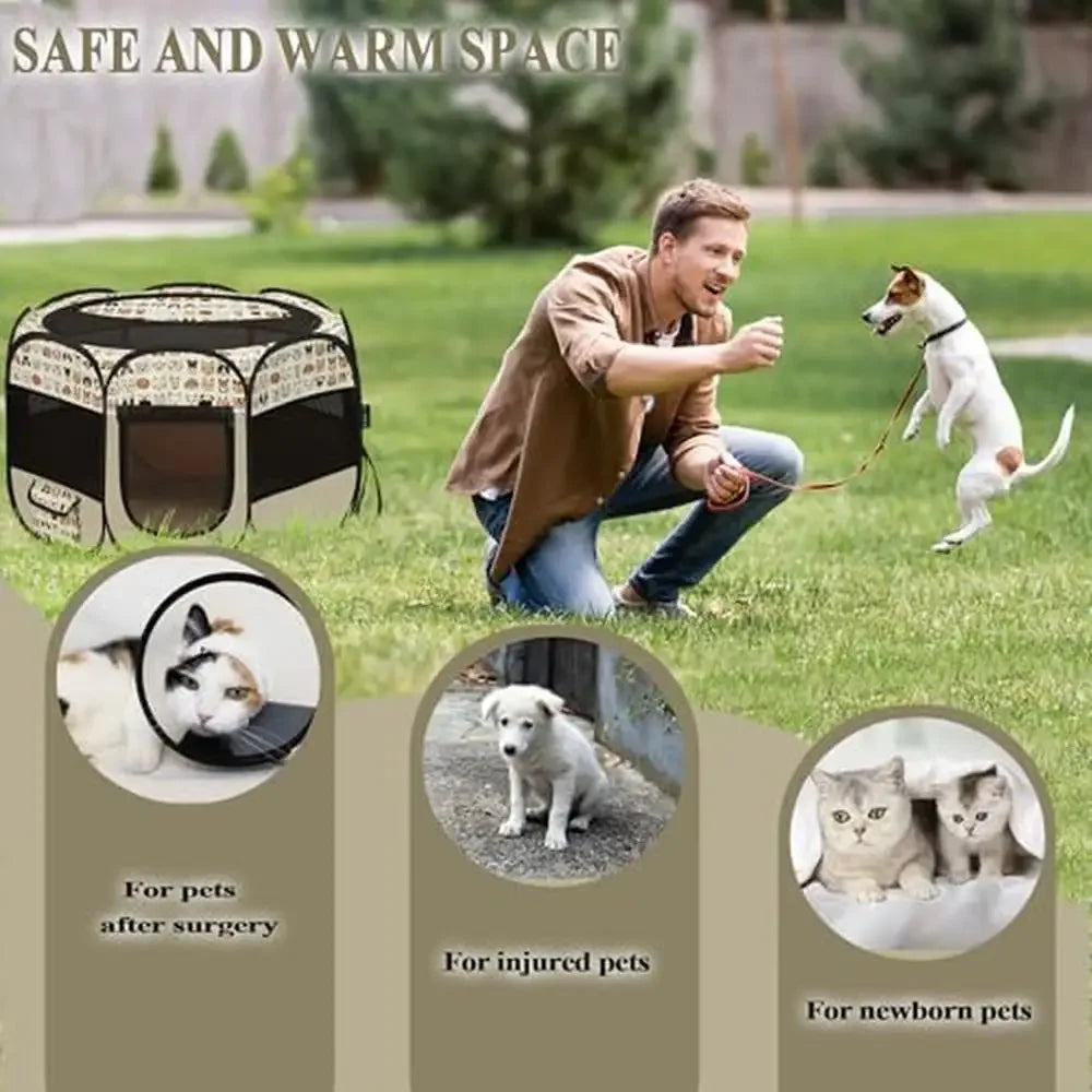 Portable Pet Playpen with Mat cat or dog