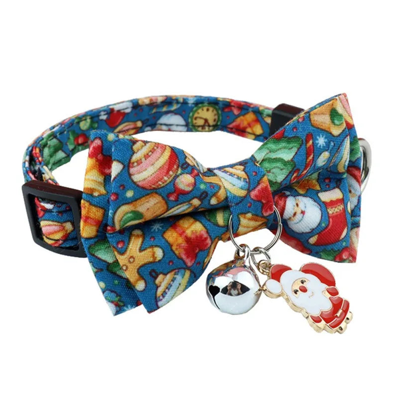 Christmas Dog Or Cat Collar Big Bowknot Holiday Tie Adjustable Neck Strap