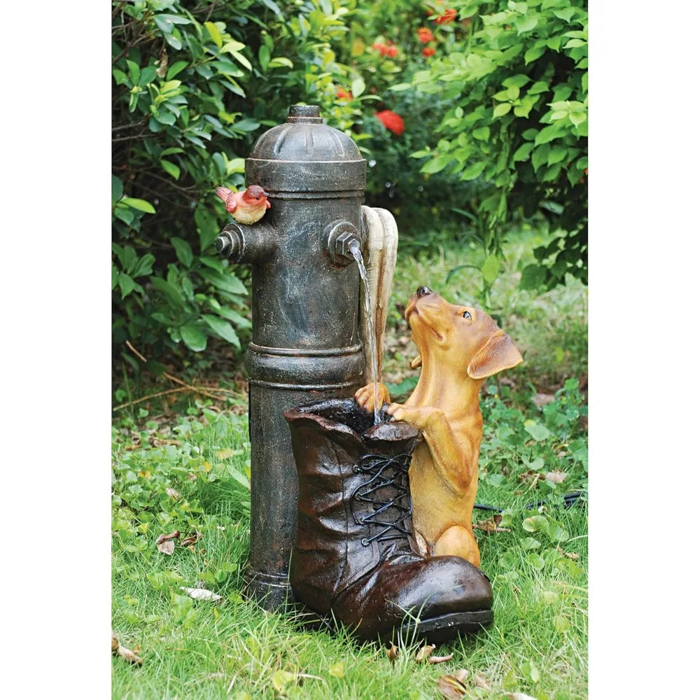 Fire Hydrant Pooch Sculptural Fountain gardening