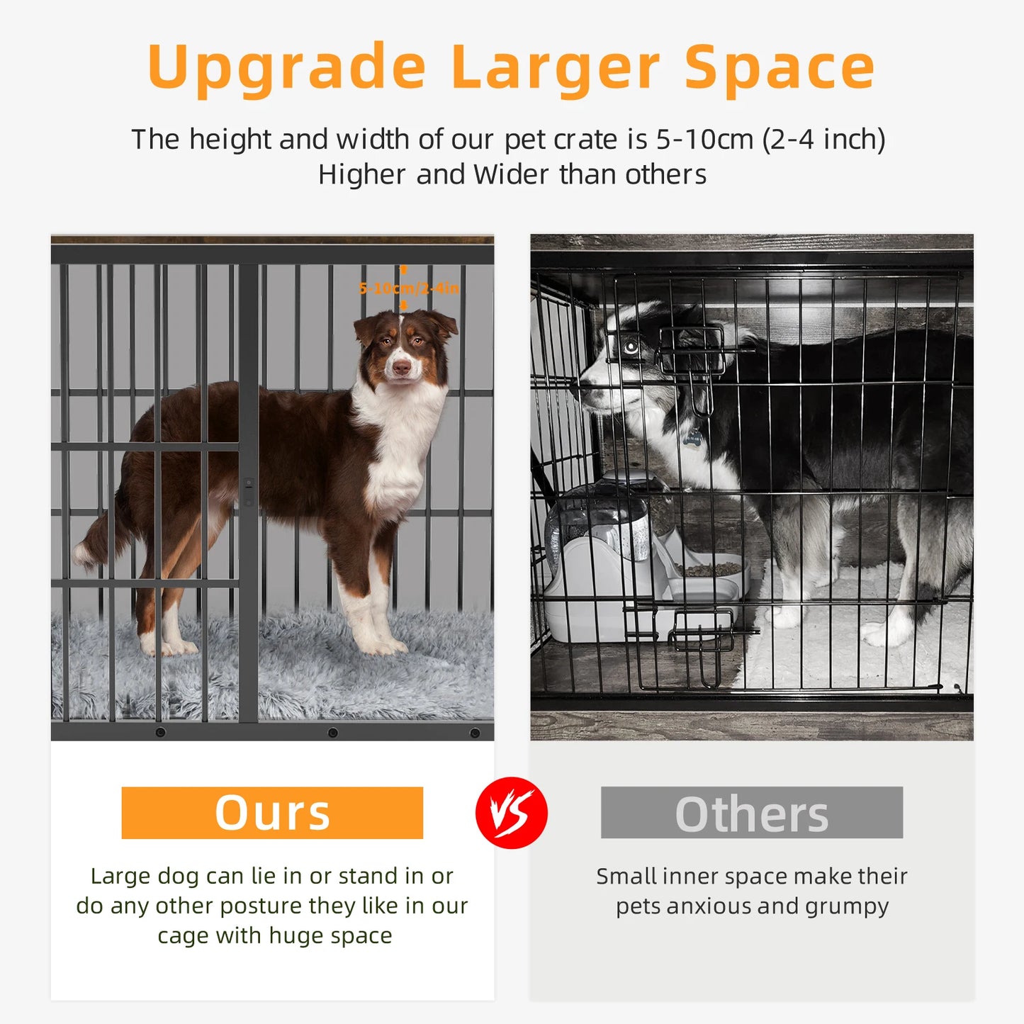 Dog Crate Furniture Pet Kennel End Table Metal Kennel with Three Doors