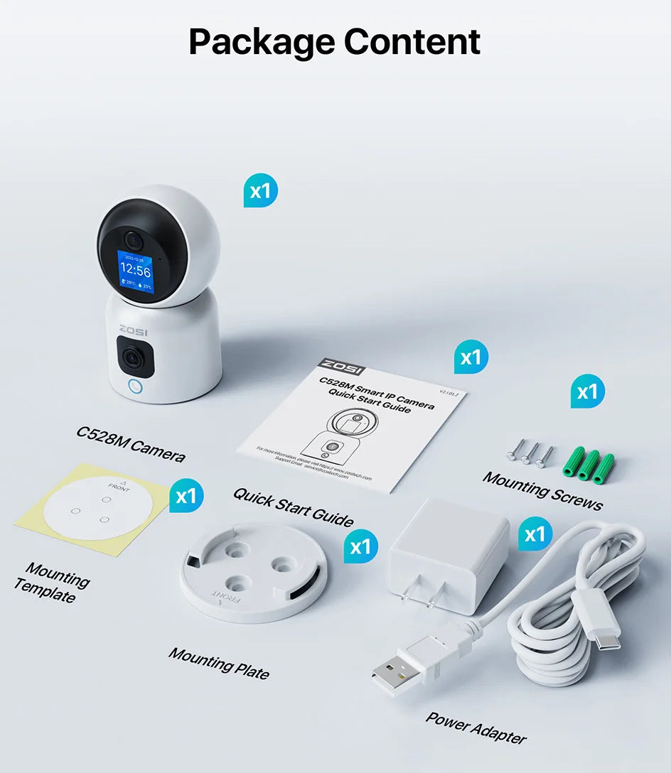 ZOSI C528 6MP/4MP HD Dual-Lens Indoor WiFi Security Camera