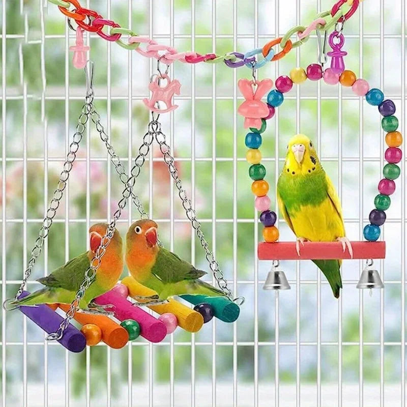 Pet Bird Swing Bell Parakeet Budgie Hanging Toys