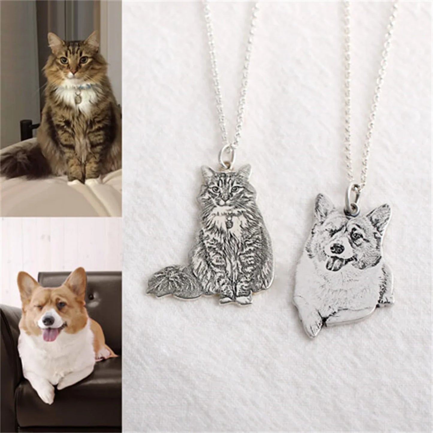 Personalized Pet Photo Necklace Laser Engraving Pet Picture
