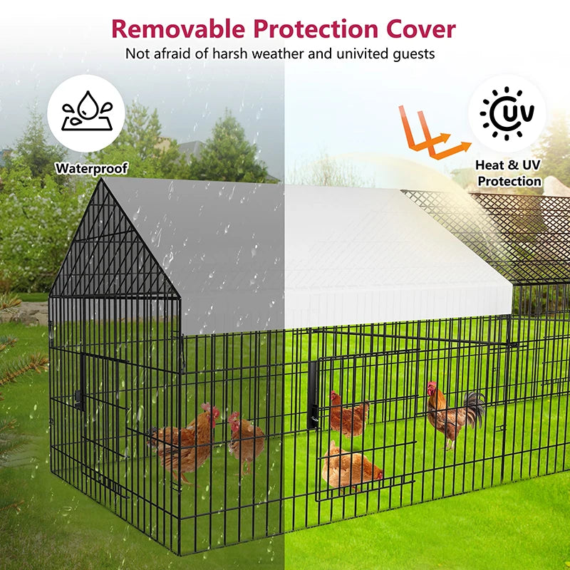 Chicken Coop Large Metal Chicken Pen Outdoor Fence