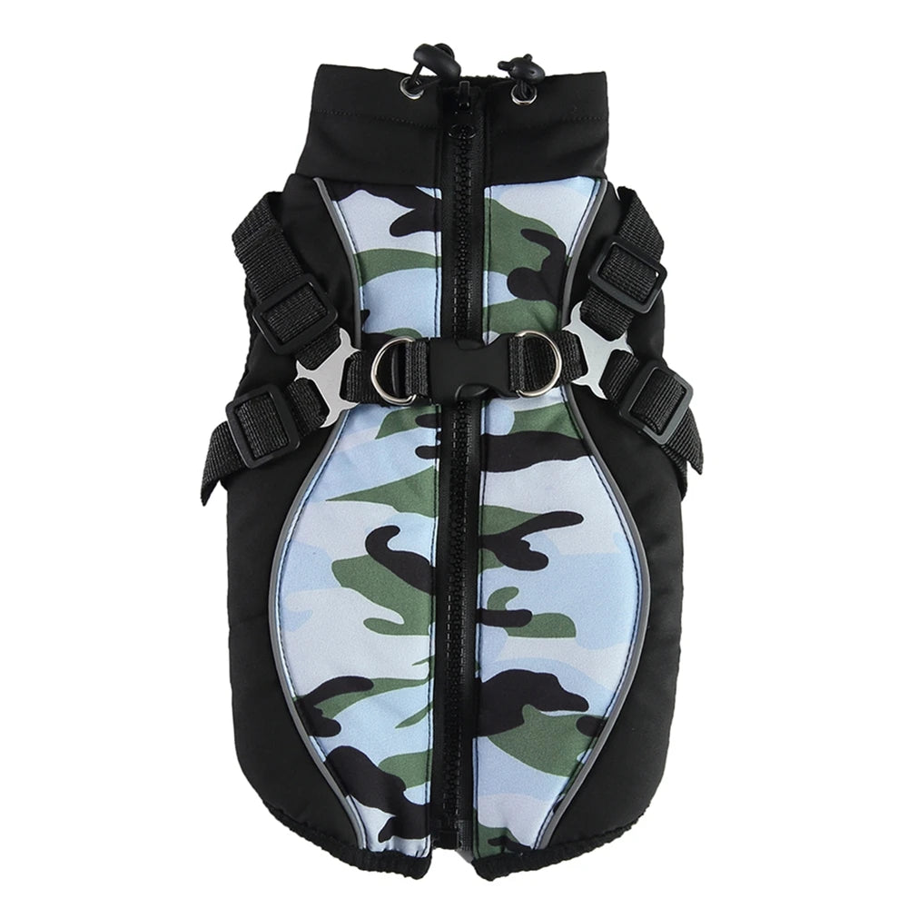 Winter Pet Dog Jacket With Harness Warm Dog Clothes